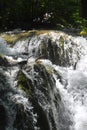 Breathtaking waterfalls panorama in Plitvice Lakes National Park, Croatia, Europe. Majestic view with turquoise water and sunset Royalty Free Stock Photo