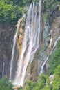 Breathtaking waterfalls panorama in Plitvice Lakes National Park, Croatia, Europe. Majestic view with turquoise water and sunset Royalty Free Stock Photo