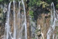 Breathtaking waterfalls panorama in Plitvice Lakes National Park, Croatia, Europe. Majestic view with turquoise water and sunset Royalty Free Stock Photo