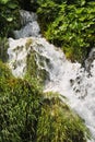 Breathtaking waterfalls panorama in Plitvice Lakes National Park, Croatia, Europe. Majestic view with turquoise water and sunset Royalty Free Stock Photo