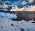 Breathtaking winter view of Lofoten Islands, Norway,