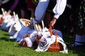 BREB, ROMANIA - 29 APRIL, 2019 - Local peasants dressed in traditional clothes, celebrating the Easter Holidays, Maramures.