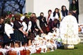 BREB, ROMANIA - 29 APRIL, 2019 - Local peasants dressed in traditional clothes, celebrating the Easter Holidays, Maramures.