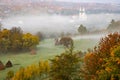 breb maramures in autumn fog traditional Romanian village