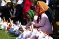 BREB, ROMANIA - 29 APRIL, 2019 - Local peasants dressed in traditional clothes, celebrating the Easter Holidays, Maramures. Royalty Free Stock Photo