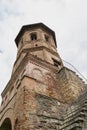 Brebu, Prahova, Romania - August 04, 2019: The Tower from Brebu Monastery situated in Brebu, Prahova