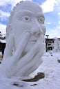 Breckenridge, Colorado, USA: Jan 28, 2018: The `woman side`...and, the man side Snow Sculpture