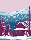 Breckenridge with Tenmile Range in the Rocky Mountains During Winter in Colorado WPA Poster Art Royalty Free Stock Photo