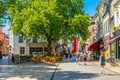 BREDA, NETHERLANDS, AUGUST 5, 2018: People are strolling through center of Breda, Netherlands