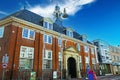 Historic red brick stone building facade in dutch city Royalty Free Stock Photo