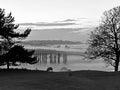 Brede Valley with mist fog a stretch of Sussex countryside near Rye, and Winchelsea. Where Romney and Walland marshland extends Royalty Free Stock Photo