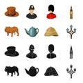 Breed dog, teapot, brewer .England country set collection icons in black,cartoon style vector symbol stock illustration Royalty Free Stock Photo