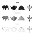 Breed dog, teapot, brewer .England country set collection icons in black,monochrome,outline style vector symbol stock