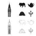 Breed dog, teapot, brewer .England country set collection icons in black,outline style vector symbol stock illustration