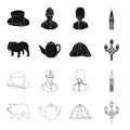 Breed dog, teapot, brewer .England country set collection icons in black,outline style vector symbol stock illustration