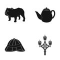 Breed dog, teapot, brewer .England country set collection icons in black style vector symbol stock illustration web. Royalty Free Stock Photo