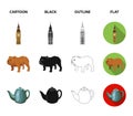 Breed dog, teapot, brewer .England country set collection icons in cartoon,black,outline,flat style vector symbol stock Royalty Free Stock Photo