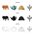 Breed dog, teapot, brewer .England country set collection icons in cartoon,black,outline style vector symbol stock Royalty Free Stock Photo