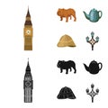 Breed dog, teapot, brewer .England country set collection icons in cartoon,black style vector symbol stock illustration Royalty Free Stock Photo