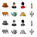 Breed dog, teapot, brewer .England country set collection icons in cartoon,monochrome style vector symbol stock Royalty Free Stock Photo