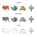 Breed dog, teapot, brewer .England country set collection icons in cartoon,outline,monochrome style vector symbol stock Royalty Free Stock Photo