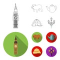 Breed dog, teapot, brewer .England country set collection icons in outline,flat style vector symbol stock illustration Royalty Free Stock Photo