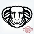 Breeding cattle. head of a sheep. vector sketch on white background Royalty Free Stock Photo