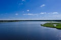 A breeding pond in the forest. View from the drone. Royalty Free Stock Photo