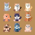 Breeds of Cats Icons. Vector Illustration