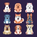 Breeds of Dogs Icons. Vector Illustration Royalty Free Stock Photo