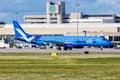 Breeze Airways Embraer 195 airplane at Palm Beach airport in the United States