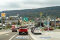 View down the unusal I-70 Pennsylvania turnpike interchange, routes traffic through