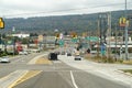 : View down the unusal I-70 Pennsylvania turnpike interchange, routes traffic through
