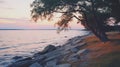 Breezy Evening Glow: Stunning Sunset At Ontario Lake Shore