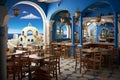 Breezy Greek tavern near sea. Generate Ai Royalty Free Stock Photo