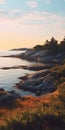 Breezy Scenery: Rocky Ocean Near Water With Evening Glow