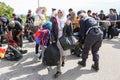 Syrian refugees at slovenian border Royalty Free Stock Photo