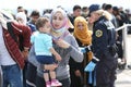Syrian refugees at slovenian border Royalty Free Stock Photo