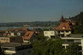 View of the city of Bregenz and Lake Constance (Bodensee) from Mount Pfender, Austria. Royalty Free Stock Photo
