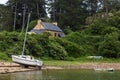 Brehat, France 06-21-2021. Beached sailboat at Brehat Island in Brittanty France