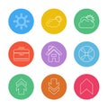 breifcase , industry , upload , download , home , ecology , sun