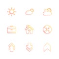 breifcase , industry , upload , download , home , ecology , sun