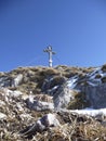 Breitenstein mountain summit cross in Bavaria, Germany Royalty Free Stock Photo