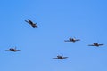 Breitling Jet Team Aero L-39 Albatros planes formation flying over Kleine Brogel Airbase. Belgium - September 14, 2019