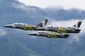 Breitling Jet Team aerobatic formation performaing at an airshow in Zeltweg