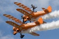 Breitling Wing Walkers Boeing Stearman Biplanes flying in formation. Royalty Free Stock Photo