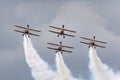 Breitling Wing Walkers vintage Boeing Stearman Biplanes flying in formation Royalty Free Stock Photo