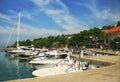 BRELA, CROATIA - August, 11th, 2010: Yachts in marina on small croatian town of Brela by Adriatic sea