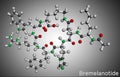 Bremelanotide molecule. It is 7 amino acid peptide used to treat hypoactive sexual desire disorder in women. Molecular model. 3D