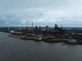 Bremen, Free Hanseatic City of Bremen, Germany, December 29th, 2023: ArcelorMittal Bremen a steelworks on the banks of